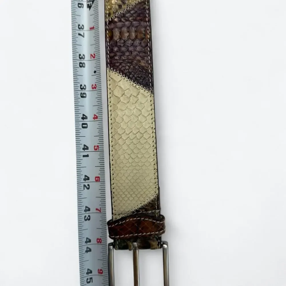 Vintage Italian Patchwork Belt Mens 115 Genuine Snakeskin Leather Exotic 90s